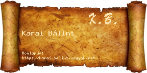 Karai Bálint névjegykártya